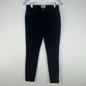FRAME Black Le High Skinny Velvet Mid Rise Ankle Stretch Pant Sz 26 Holiday Luxe